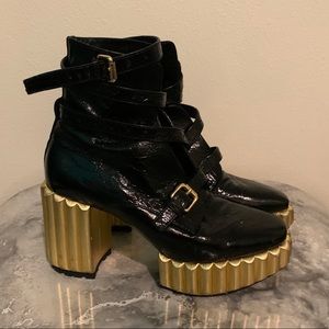 Christian Dior Black Patent Runway Platform Boots